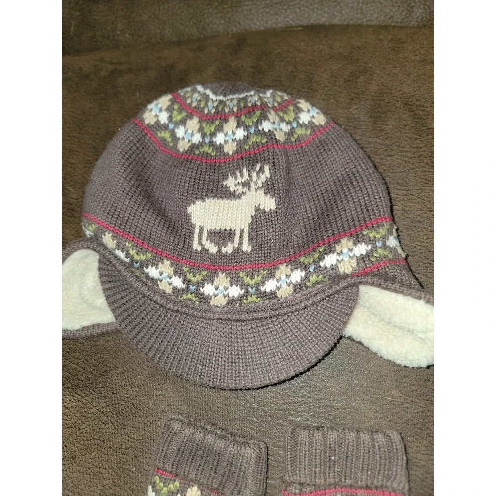 Janie and jack hat and mittens set moose winter 2t‎ 3t